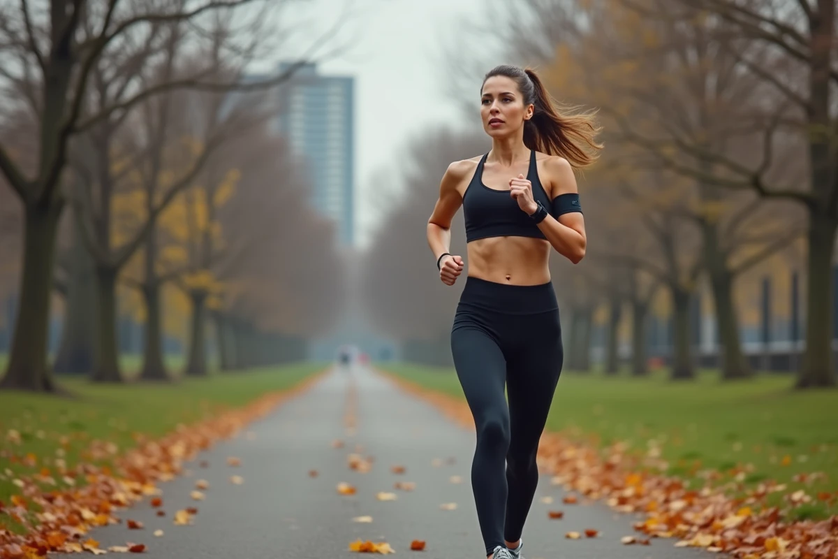 Femme faisant du jogging en ville dans un contexte de parcours minceur et bien-être au quotidien