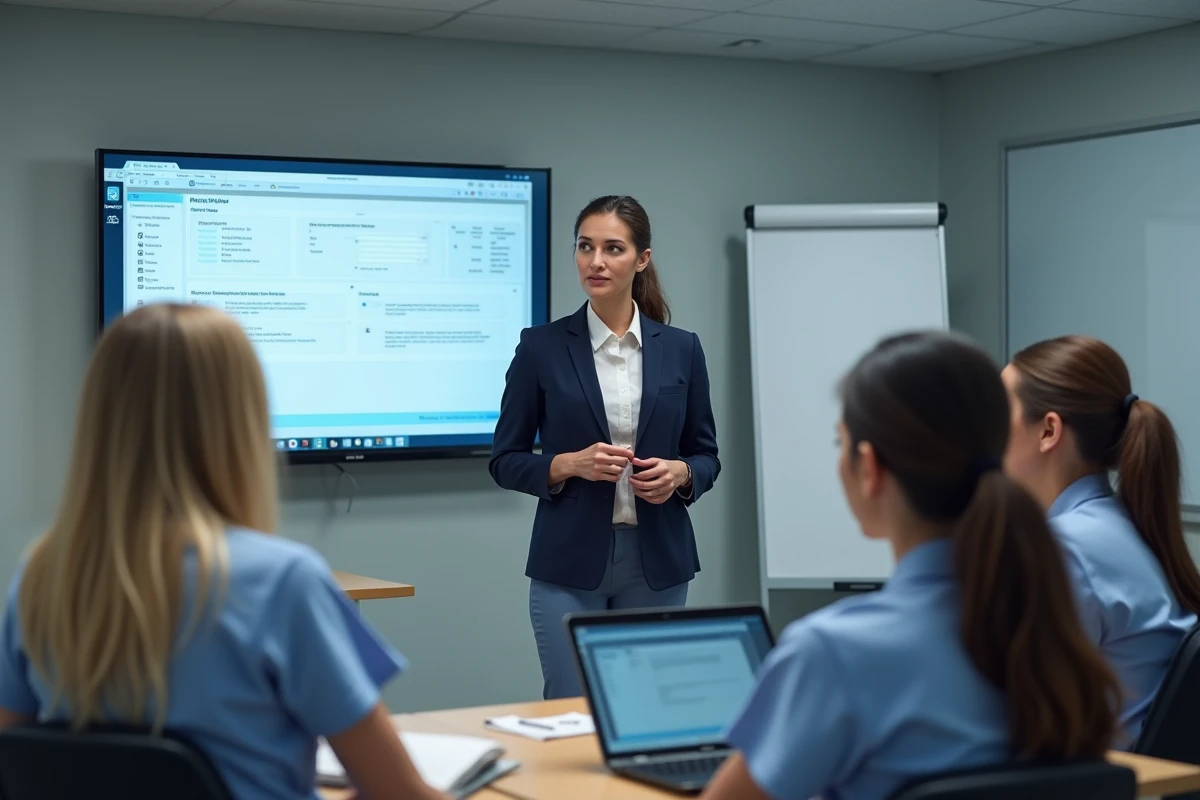 Formation du personnel soignant d'un EHPAD aux bonnes pratiques du logiciel NETSoins en salle de formation