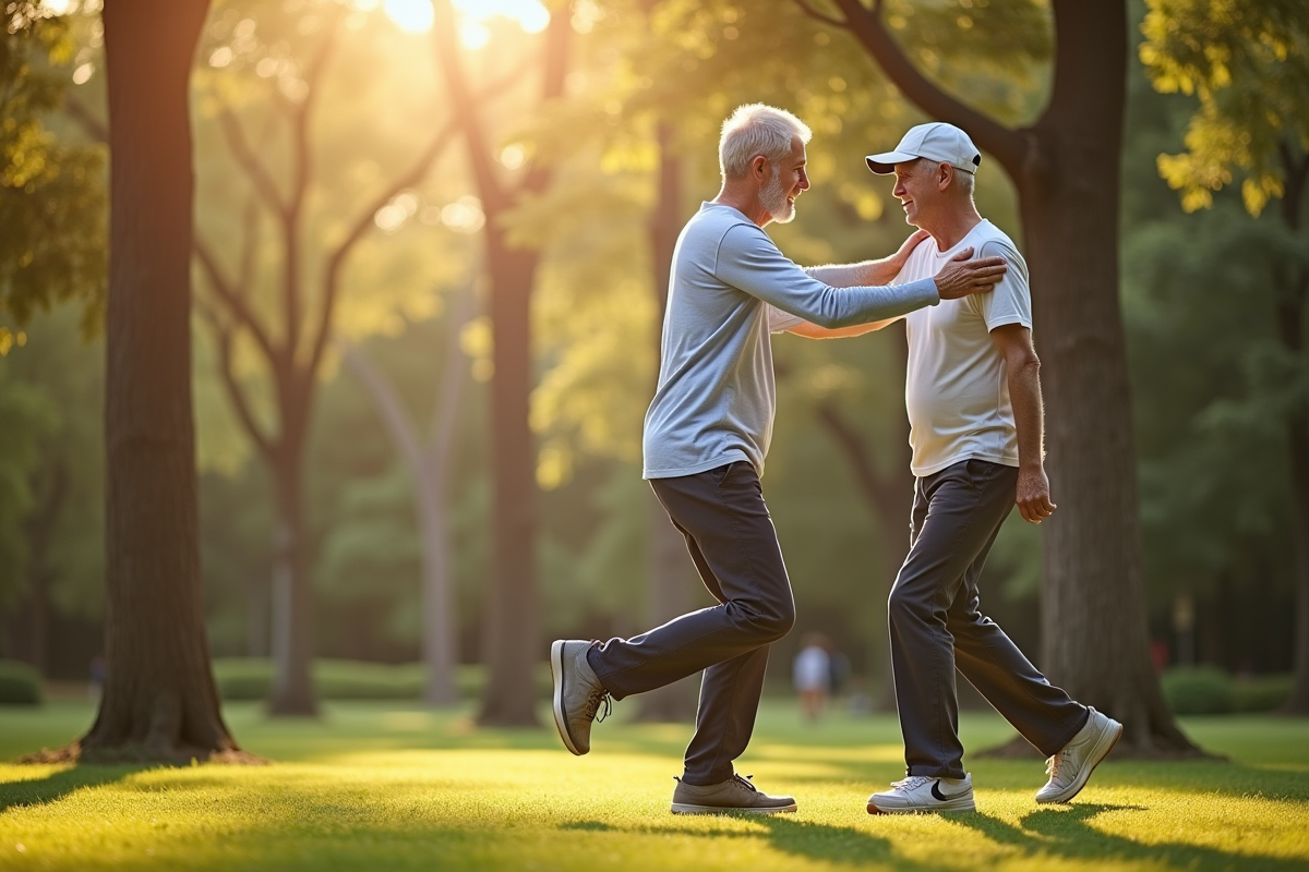 Homme age et kiné pratiquant l