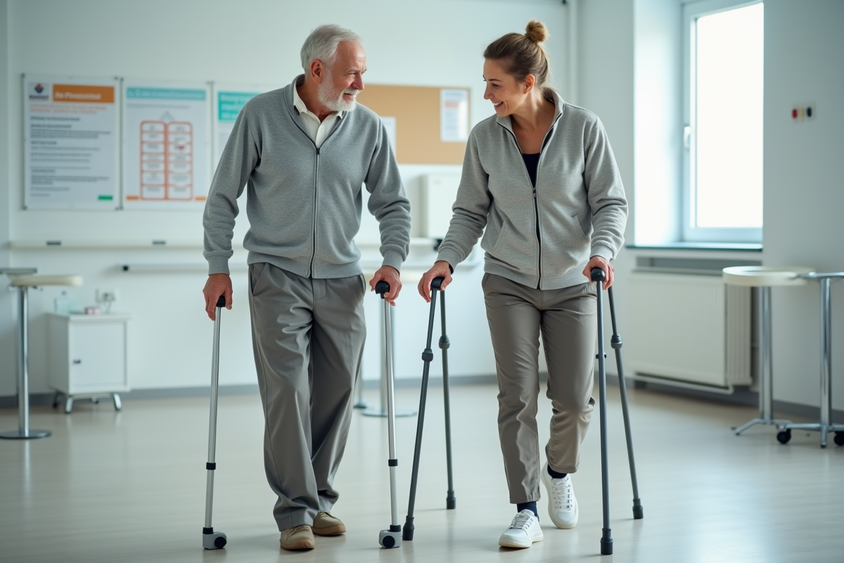 Homme âgé avec un thérapeute lors d