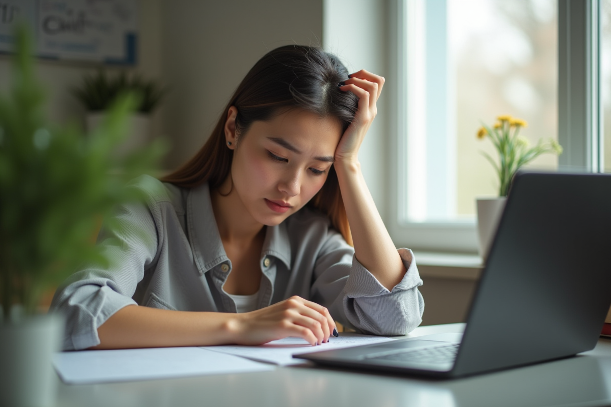 Jeune femme au bureau en lumière naturelle pour l'article