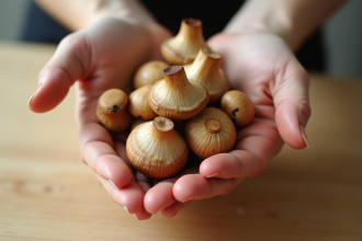 Main tenant un mélange de champignons sauvages frais