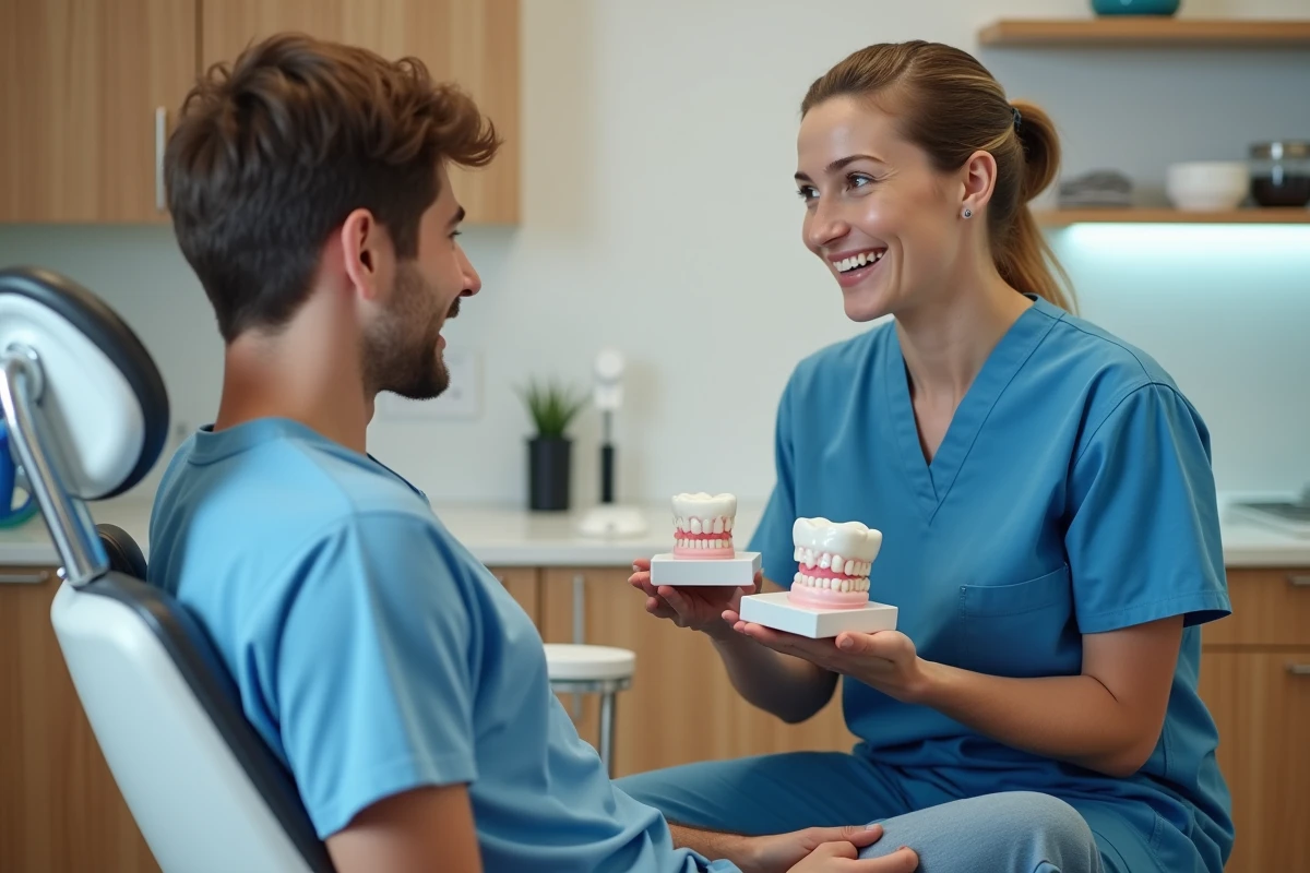 Patient et dentiste discutant des options de traitement dentaire