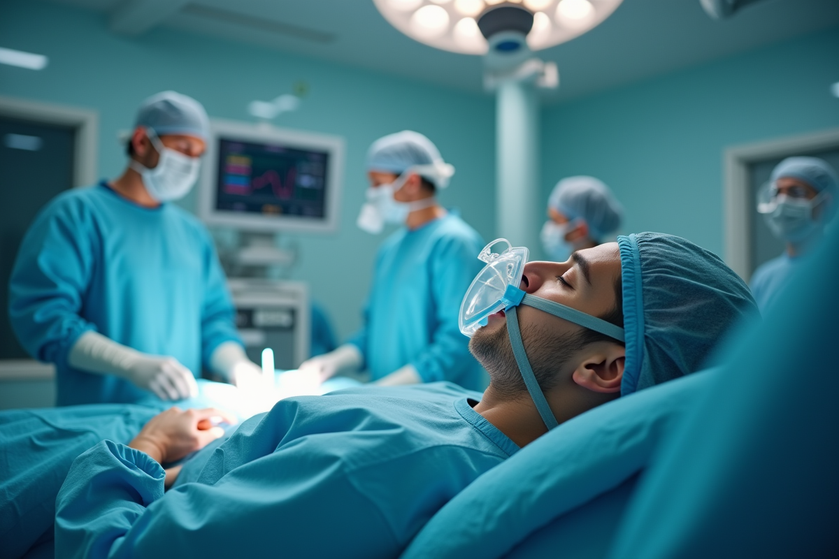 Patient sous anesthesie dans une salle moderne