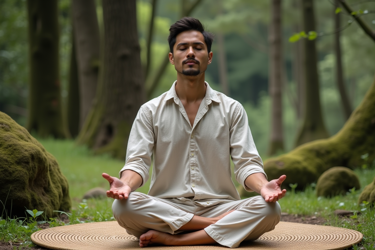 Jeune praticien en énergie dans un environnement naturel
